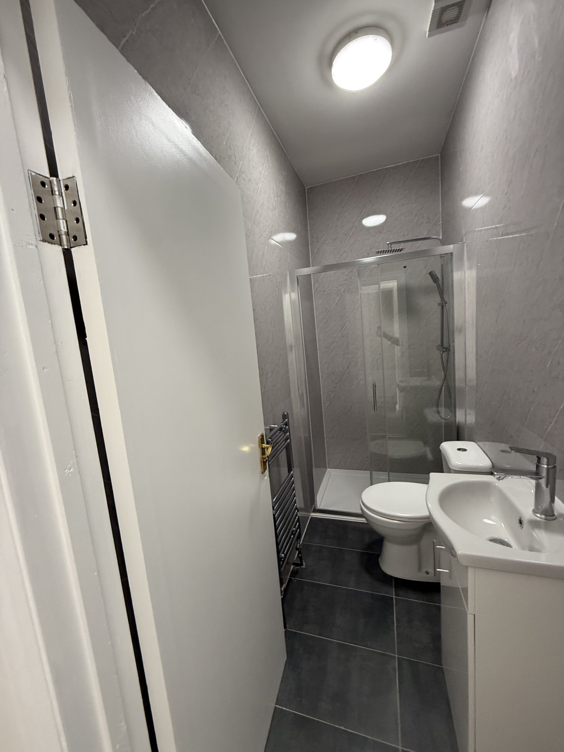 Shared shower room with walk-in shower